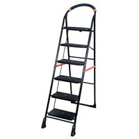 Parasnath Black Heavy Folding Ladder with Wide Steps Milano 6 Steps th