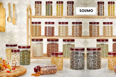 Best deal on Amazon Solimo Checkered Jar Container Set